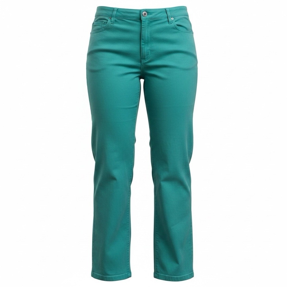Erin London Stretch Pants Womens Size PL 30x26 Turquoise Elastic Waist 4-Pockets
